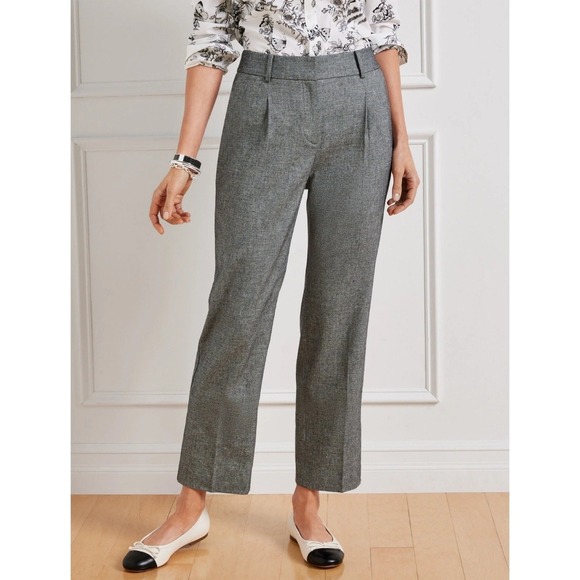 Talbots Pants - Talbots Womens Bristol Pant Size 14 Linen Blend Pascala Texture Pleated Trousers